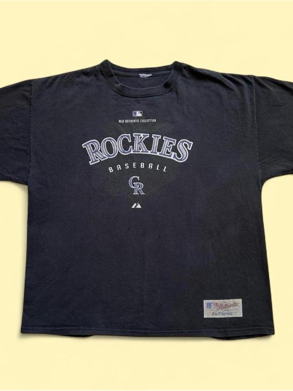Colorado Rockies Baseball Crewneck T‑Shirt in Black Mens 3XL